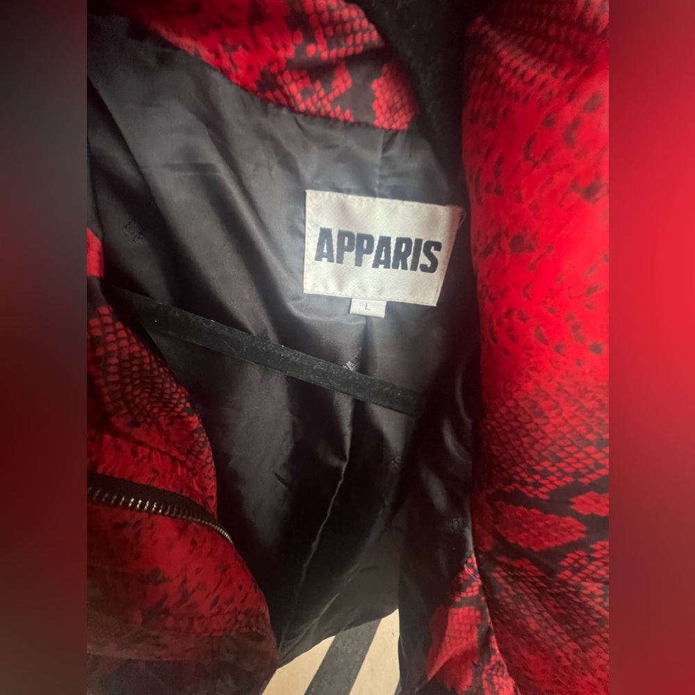 Apparis Python Snakeskin Red Puffer Jacket L - image 2
